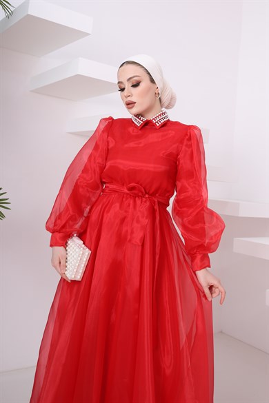 Lara Abiye Elbise Kırmızı