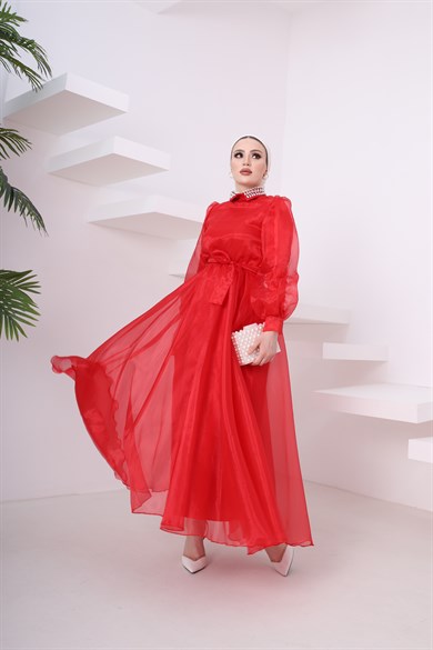 Lara Abiye Elbise Kırmızı